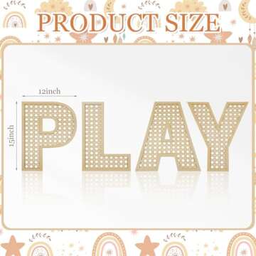 GlikCeil Playroom Decor Rattan Letters Set 12 x 15 Boho Wall Signs for Bedroom Large Wooden Rattan L...