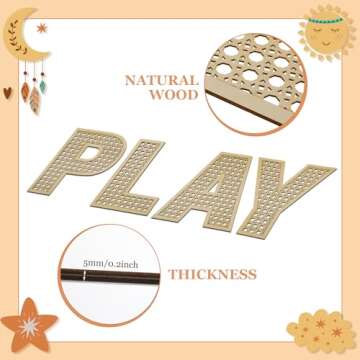 GlikCeil Playroom Decor Rattan Letters Set 12 x 15 Boho Wall Signs for Bedroom Large Wooden Rattan Letters for Toddler Girls Boys Playroom Art Nursery Room Decorations(Play)