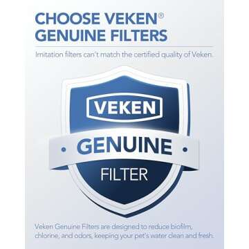 Veken Cat Water Fountain Filters, 4 Pack Replacement Filters & 4 Pack Replacement Pre-Filter Sponges...