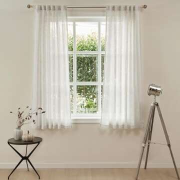 MYSKY HOME Sheer Curtains 63 Inch Length for Bedroom, Window Curtain Panels Light Filtering Privacy ...