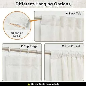 MYSKY HOME Sheer Curtains 63 Inch Length for Bedroom, Window Curtain Panels Light Filtering Privacy Protect Drapes Set, Boho Farmhouse Style Texture Soft Touch, 50" x 63", Linen, 2 Panels