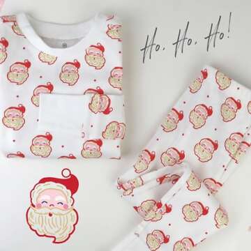HonestBaby Holiday 2-Piece Pajamas Sleepwear PJs 100% Organic Cotton for Baby, Toddler, Kids, Ho Ho Ho