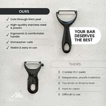 A Bar Above Professional Quality Citrus Peeler, Fruit Peeler, for Oranges and Lemons, Premium Stainless Steel Bar Tool, Garnish Citrus Zester, Professional Grade Bar Tools, Orange Peel, for Cocktails