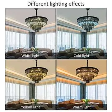 Derksic 12-Light Modern Crystal Chandelier 5-Tier Large Contemporary Crystal Chandeliers with K9 Smo...