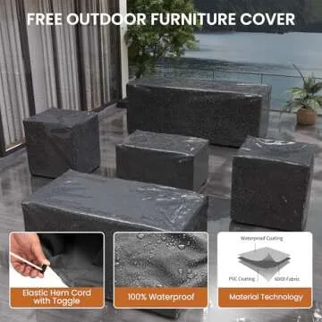 UDPATIO 6-Piece Patio Furniture Set with Fire Pit