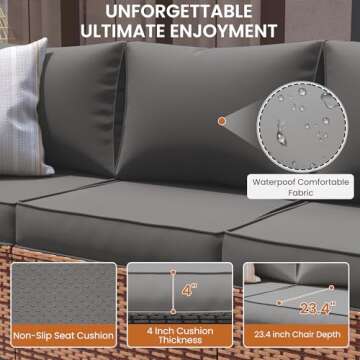 UDPATIO 6-Piece Patio Furniture Set with Fire Pit