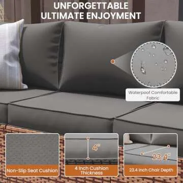 UDPATIO 6-Piece Patio Furniture Set with Fire Pit