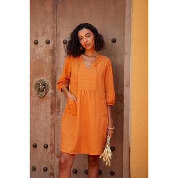 Lafural Womens Casual Cotton Loose Summer Dress