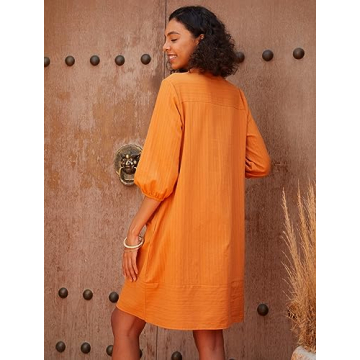 Lafural Womens Casual Cotton Loose Summer Dress