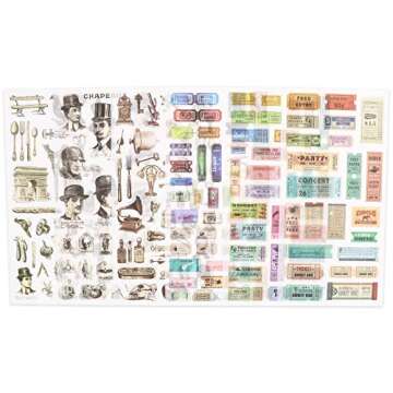 Knaid Vintage Stickers Set - Decorative Sticker for Scrapbooking, Kid DIY Arts Crafts, Album, Bullet Journaling, Junk Journal, Planners, Calendars and Notebook