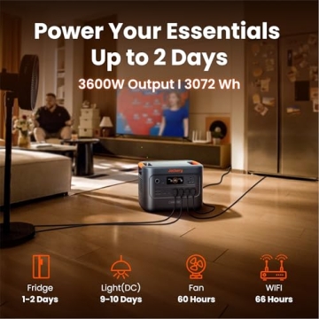 Jackery HomePower 3000 Portable Power Station with AC Cable, 3600W Output, 3072Wh Capacity for Home ...