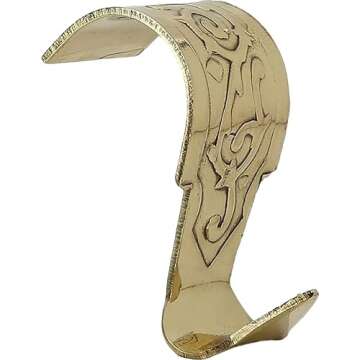 Set of 12 Solid Brass Moulding Picture Hooks Hangers Heavy Duty Rail Hanging Hook Polished Lacquered...