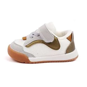Baby Boy Girl Shoes Infant Non Slip Sneakers Breathable Lightweight Toddler First Walking Shoes 6 12 18 24 Months(6-12 Months, C-Gold)