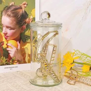 UrSpeedtekLive 2 Pack Glass Apothecary Jars with Lids, 32oz Clear Bathroom Accessories Canisters Storage Organizer, Cotton Ball Holder Containers, Glass Jars for Bathroom, Vanity, Laundry Room