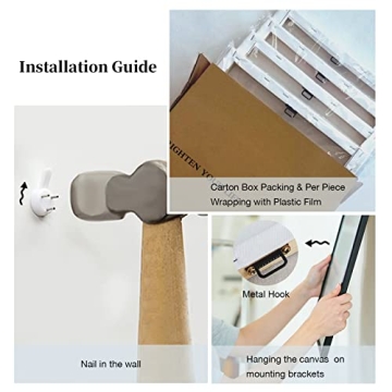 SERIMINO Blue Gold Abstract Canvas Wall Art for Home