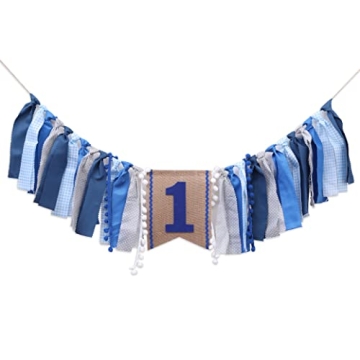 High Chair Banner Boy - First Birthday Decorations For Boy 1st Birthday Banner Highchair Party Suppl...