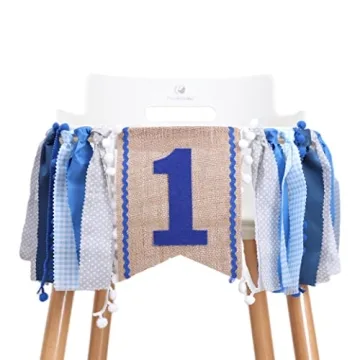 High Chair Banner Boy First Birthday Celebration Decoration