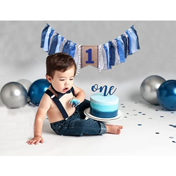 High Chair Banner Boy First Birthday Celebration Decoration