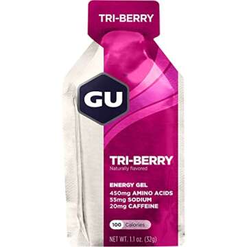 GU Energy Original Sports Nutrition Energy Gel - Tri-Berry, Vegan, Gluten-Free, 8-Count