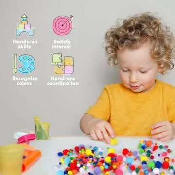 HEHALI 1000pcs Multicolor Pom Pom Balls for Kids Crafts