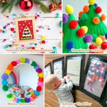 HEHALI 1000pcs Multicolor Pom Pom Balls for Kids Crafts