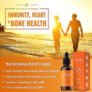 NutraChamps Vitamin D3 K2 Liquid Drops for Kids & Adults