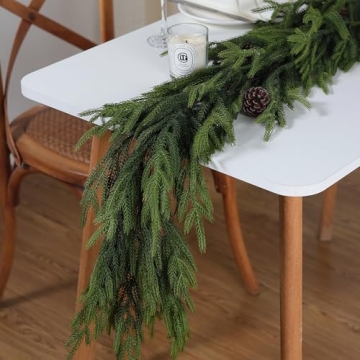 Real Touch Norfolk Pine Garland - 60" Artificial Christmas Garland Faux Pine Greenery Garland for Ho...