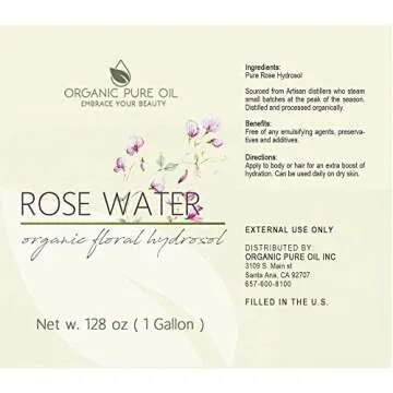 Rose Hydrosol - 128 oz - 1 Gallon - Pure, Steam Distilled, All Natural, Non GMO, Alcohol Free, Bulk Hydrating Toning Cleansing Floral Water Spray Mist Toner for Face Pores Locs Hair Body - OPO