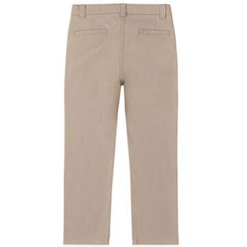 IZOD Boys' School Uniform Twill Khaki Pants, Flat Front & Comfortable Waistband, 18