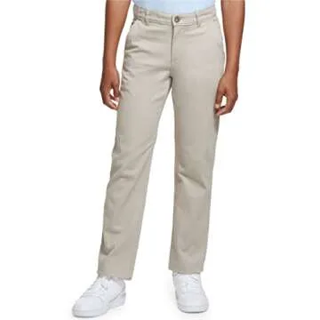 IZOD Boys' School Uniform Twill Khaki Pants, Flat Front & Comfortable Waistband, 18