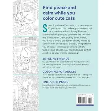 Stress Relief Cat Coloring Book: Calming and Adorable Designs for Adults