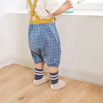 J Poqobog Toddler Baby Girls Boys Socks - Cotton Crew Socks for Baby Gifts Pack Cotton Rich Knee-hig...