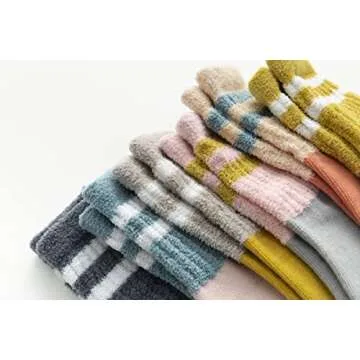 J Poqobog Toddler Baby Girls Boys Socks - Cotton Crew Socks for Baby Gifts Pack Cotton Rich Knee-high Socks set (Assorted-2 6 Pairs, 1-3T)