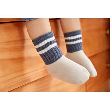 J Poqobog Toddler Baby Girls Boys Socks - Cotton Crew Socks for Baby Gifts Pack Cotton Rich Knee-high Socks set (Assorted-2 6 Pairs, 1-3T)