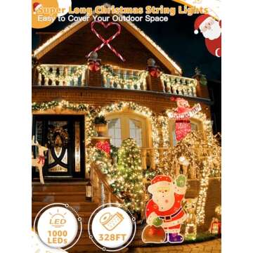 BrightChristmas 1000 LED 328 FT Christmas Lights, Waterproof Outdoor String Lights with Remote and T...