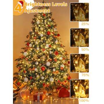 BrightChristmas 1000 LED 328 FT Christmas Lights, Waterproof Outdoor String Lights with Remote and Timer, Christmas Tree Lights with 8 Modes Dimmable, Fairy Lights for Holiday Decor (Warm White)