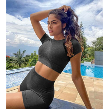 OLCHEE Womens Acid Wash Fitness Set – Stylish Activewear