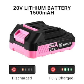 Power Drill Cordless: DEKO PRO Pink Cordless Drill 20V Electric Power Drill Set Tool for Women Drills Cordless with Battery and Charger Drill Driver 20 Volt Drill Driver Kit