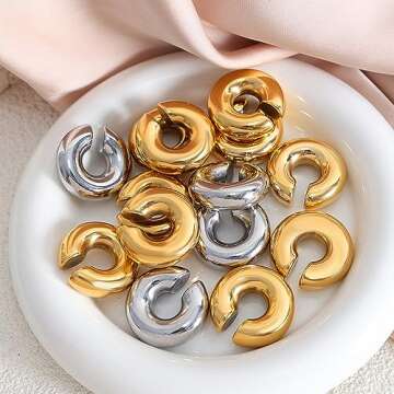 Chunky Gold Ear Cuffs for Women Lightweight Non Piercing