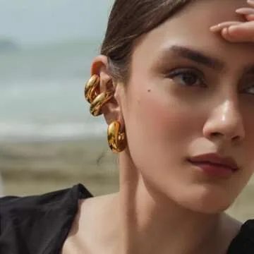 Chunky Gold Ear Cuffs for Women Lightweight Non Piercing