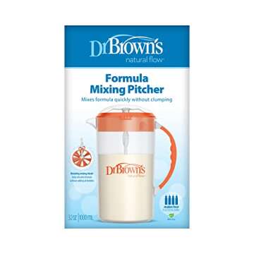 Dr. Brown's Baby Formula Mixing Pitcher with Adjustable Stopper, Locking Lid & No Drip Spout, Orange...