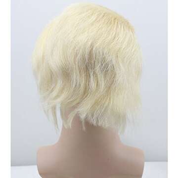 Dreambeauty Men's Toupee 10"×8" European Virgin Human Hair Toupee Super Soft Thin Skin Mens Hair pieces Hair Replacement System Monofilament Net with PU around Base for Men(#613 blonde color)