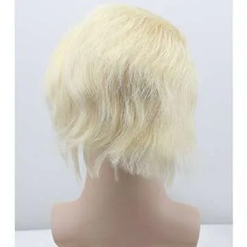 Dreambeauty Men's Toupee 10"×8" European Virgin Human Hair Toupee Super Soft Thin Skin Mens Hair pieces Hair Replacement System Monofilament Net with PU around Base for Men(#613 blonde color)