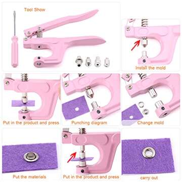 Swiftrans 300 Sets Snap Buttons and Snap Pliers, T5 Plastic Metal Snap Fasteners, Colorful Starter Fasteners Kit Resin Snaps No-Sew Buttons for Sewing Clothing and Crafting with Storage Containers