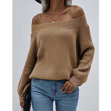 KIRUNDO Off Shoulder Sweater for Fall Winter Style