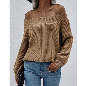 KIRUNDO Off Shoulder Sweater for Fall Winter Style