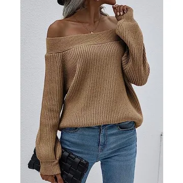 KIRUNDO Off Shoulder Sweater for Fall Winter Style