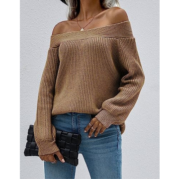 KIRUNDO Off Shoulder Sweater for Fall Winter Style