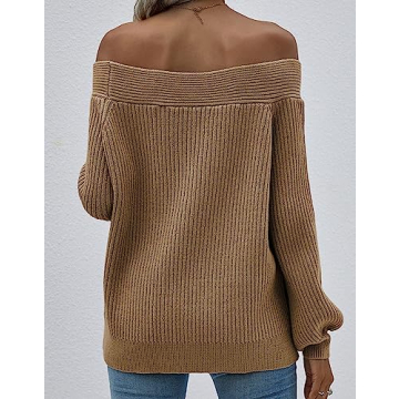 KIRUNDO Off Shoulder Sweater for Fall Winter Style