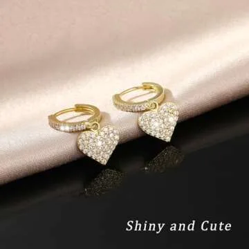 Charming Gold Huggie Earrings with Zircon Charms